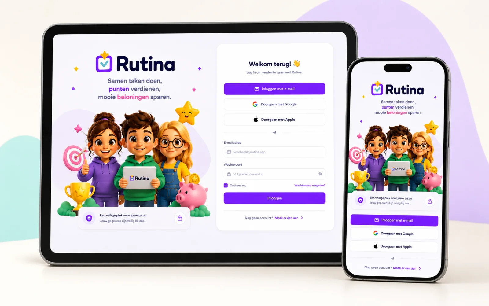Rutina op een tablet en telefoon